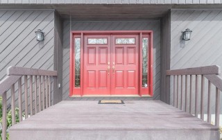 double front doors in red